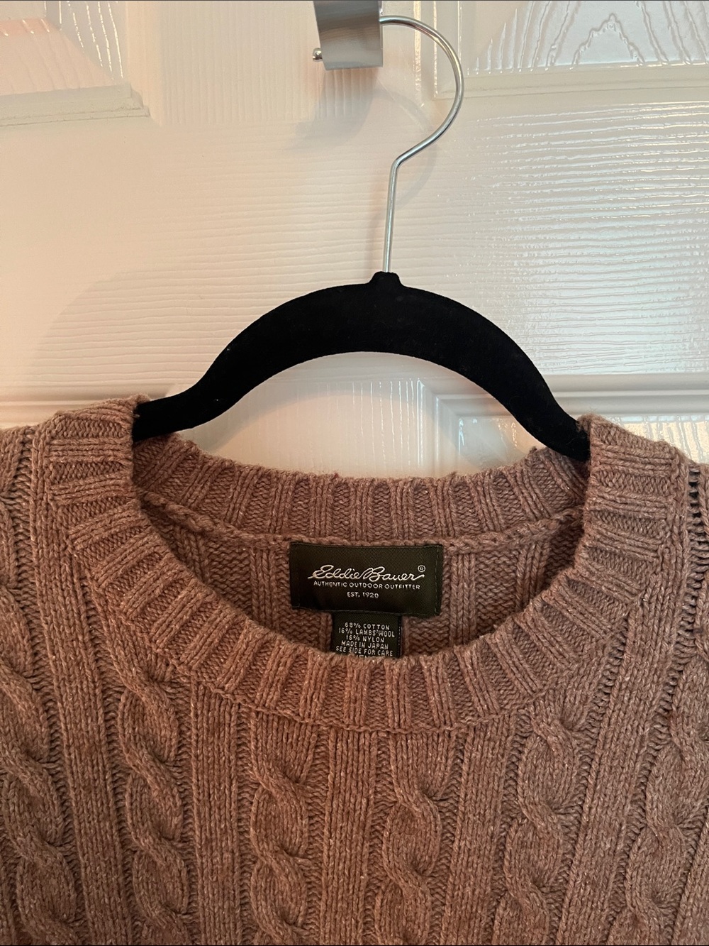 Eddie Bauer Vintage Wool Blend Cable Tall Sweater - Picture 2 of 5